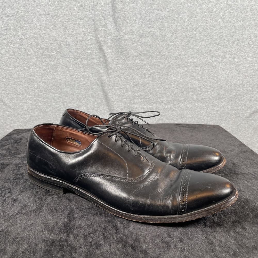 Allen Edmonds Fifth Avenue Men 13 D Black Leather Cap Toe Oxford Dress Shoes USA